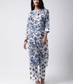 White Rayon Printed stitched   Kurta