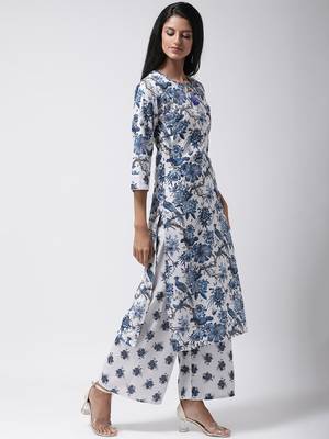 White Rayon Printed stitched   Kurta 3
