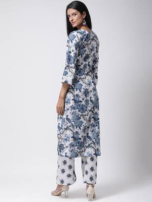 White Rayon Printed stitched   Kurta 4