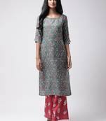 Green Rayon Printed stitched   Kurta