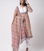 Orange Rayon Printed stitched  women kurti