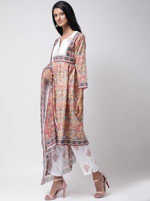 Orange Rayon Printed stitched  women kurti 2