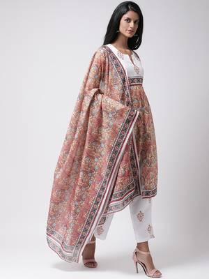Orange Rayon Printed stitched  women kurti 3