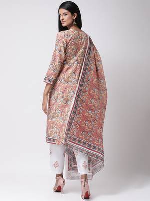 Orange Rayon Printed stitched  women kurti 4