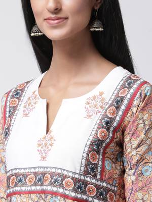 Orange Rayon Printed stitched  women kurti 5