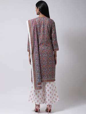 Brown Rayon Printed stitched  women kurti 4