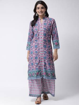 Purple Rayon Printed stitched  women kurti 2