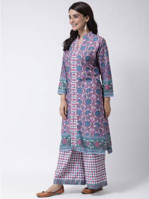 Purple Rayon Printed stitched  women kurti 3