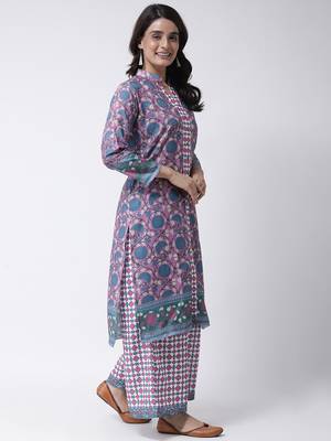 Purple Rayon Printed stitched  women kurti 4