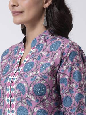 Purple Rayon Printed stitched  women kurti 6