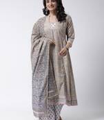 Beige Rayon Printed stitched  women kurti