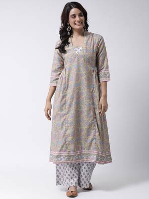 Beige Rayon Printed stitched  women kurti 2