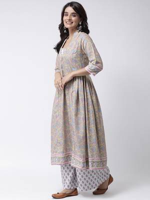 Beige Rayon Printed stitched  women kurti 3