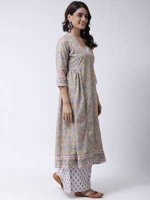 Beige Rayon Printed stitched  women kurti 4