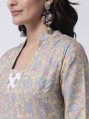 Beige Rayon Printed stitched  women kurti 6