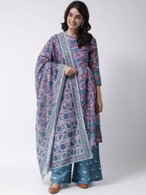 Purple Rayon Printed stitched  women kurti 1