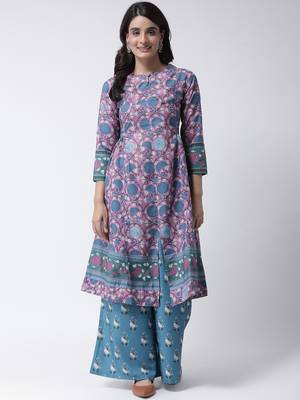 Purple Rayon Printed stitched  women kurti 2