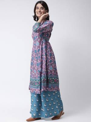 Purple Rayon Printed stitched  women kurti 3