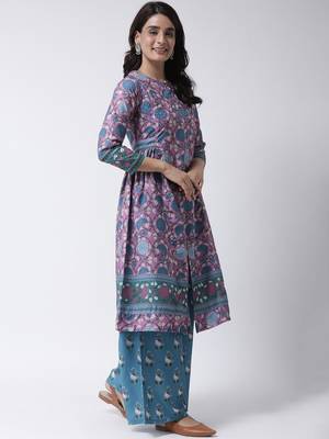 Purple Rayon Printed stitched  women kurti 4