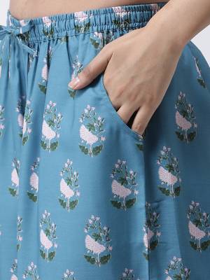 Purple Rayon Printed stitched  women kurti 7