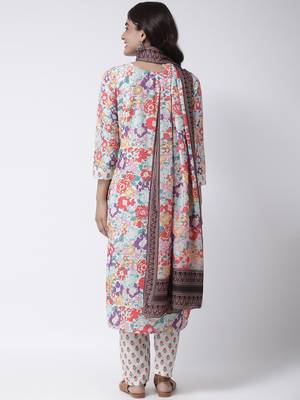 Cream Rayon Printed stitched  women kurti 5