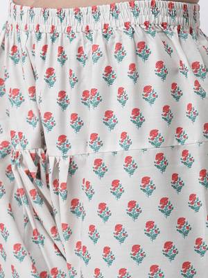 Cream Rayon Printed stitched  women kurti 7