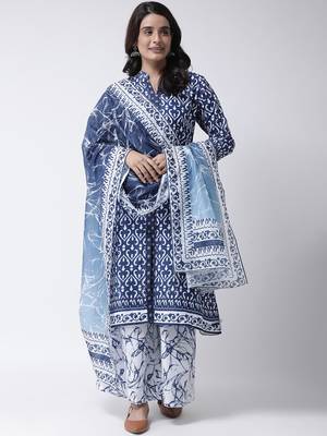 Blue Rayon Printed stitched  women kurti 1
