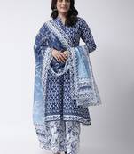 Blue Rayon Printed stitched  women kurti
