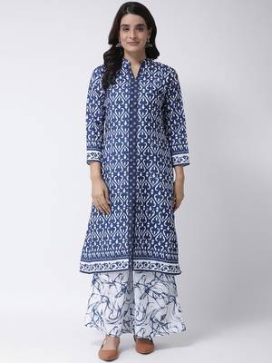 Blue Rayon Printed stitched  women kurti 2