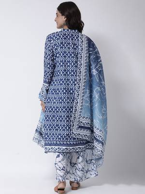 Blue Rayon Printed stitched  women kurti 5