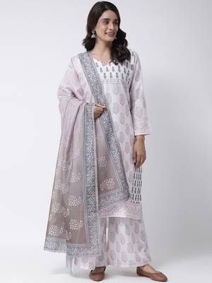Cream Rayon Printed stitched  women kurti 1