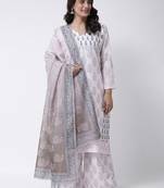 Cream Rayon Printed stitched  women kurti