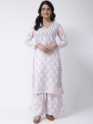 Cream Rayon Printed stitched  women kurti 2