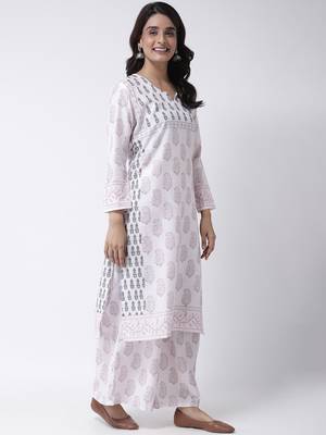 Cream Rayon Printed stitched  women kurti 4