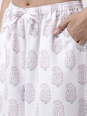 Cream Rayon Printed stitched  women kurti 7