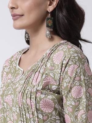 Yellow Rayon Printed stitched  women kurti 6