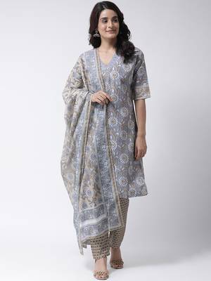 Grey Rayon Printed stitched  women kurti 1