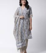 Grey Rayon Printed stitched  women kurti