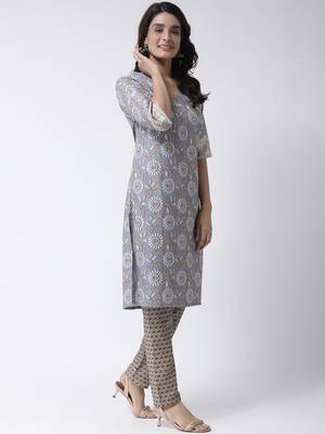 Grey Rayon Printed stitched  women kurti 4