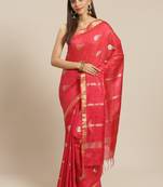 Pink Colored Art Silk Handloom Saree with an unstitched Blouse Piece