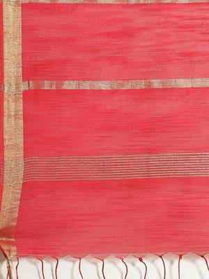 Pink Colored Art Silk Handloom Saree with an unstitched Blouse Piece 4