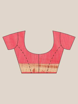 Pink Colored Art Silk Handloom Saree with an unstitched Blouse Piece 5