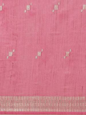 Pink Colored Dobby Handloom Saree with an unstitched Blouse Piece 3