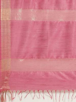 Pink Colored Dobby Handloom Saree with an unstitched Blouse Piece 4