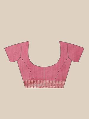 Pink Colored Dobby Handloom Saree with an unstitched Blouse Piece 5