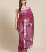 Purple Colored Art Silk Handloom Saree with an unstitched Blouse Piece