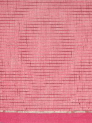 Pink Colored Dobby Handloom Saree with an unstitched Blouse Piece 3