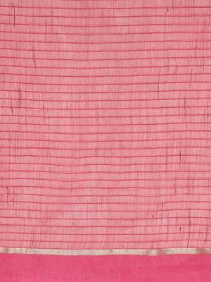 Pink Colored Dobby Handloom Saree with an unstitched Blouse Piece 5