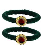 Brass And Acrylic Bangles Color-Dark Green