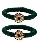 Brass And Acrylic Bangles Color-Dark Green